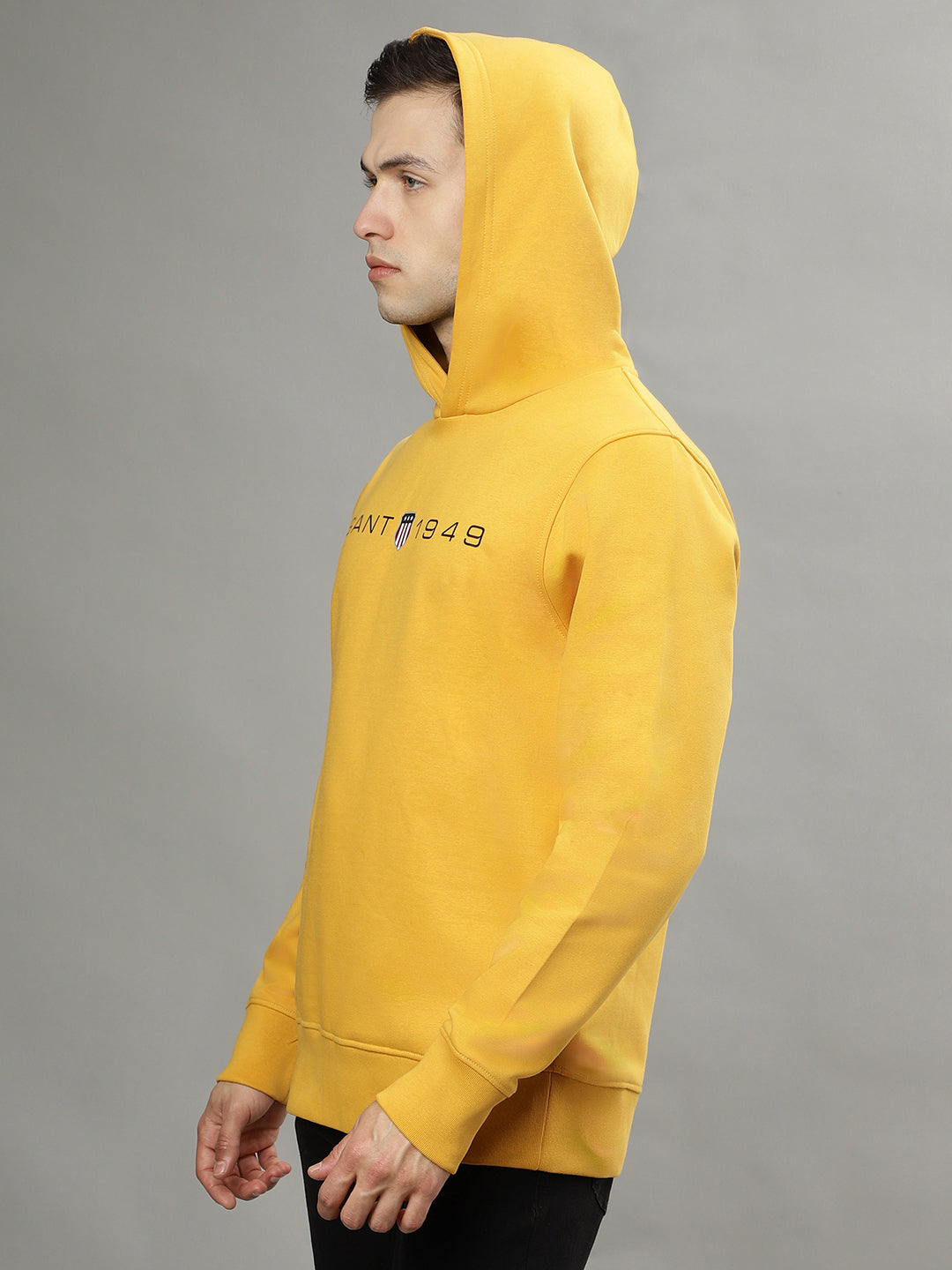 Gant Men Yellow Solid Hooded Long Sleeves Sweatshirts