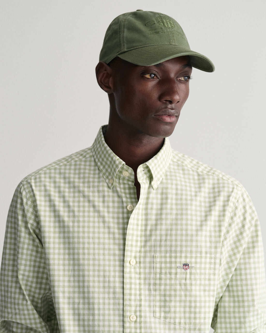 Gant Men Green Checked Button-down Collar Long Sleeves Shirt