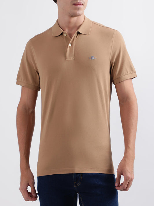 Gant Warm Khaki Regular Fit Polo T-Shirt