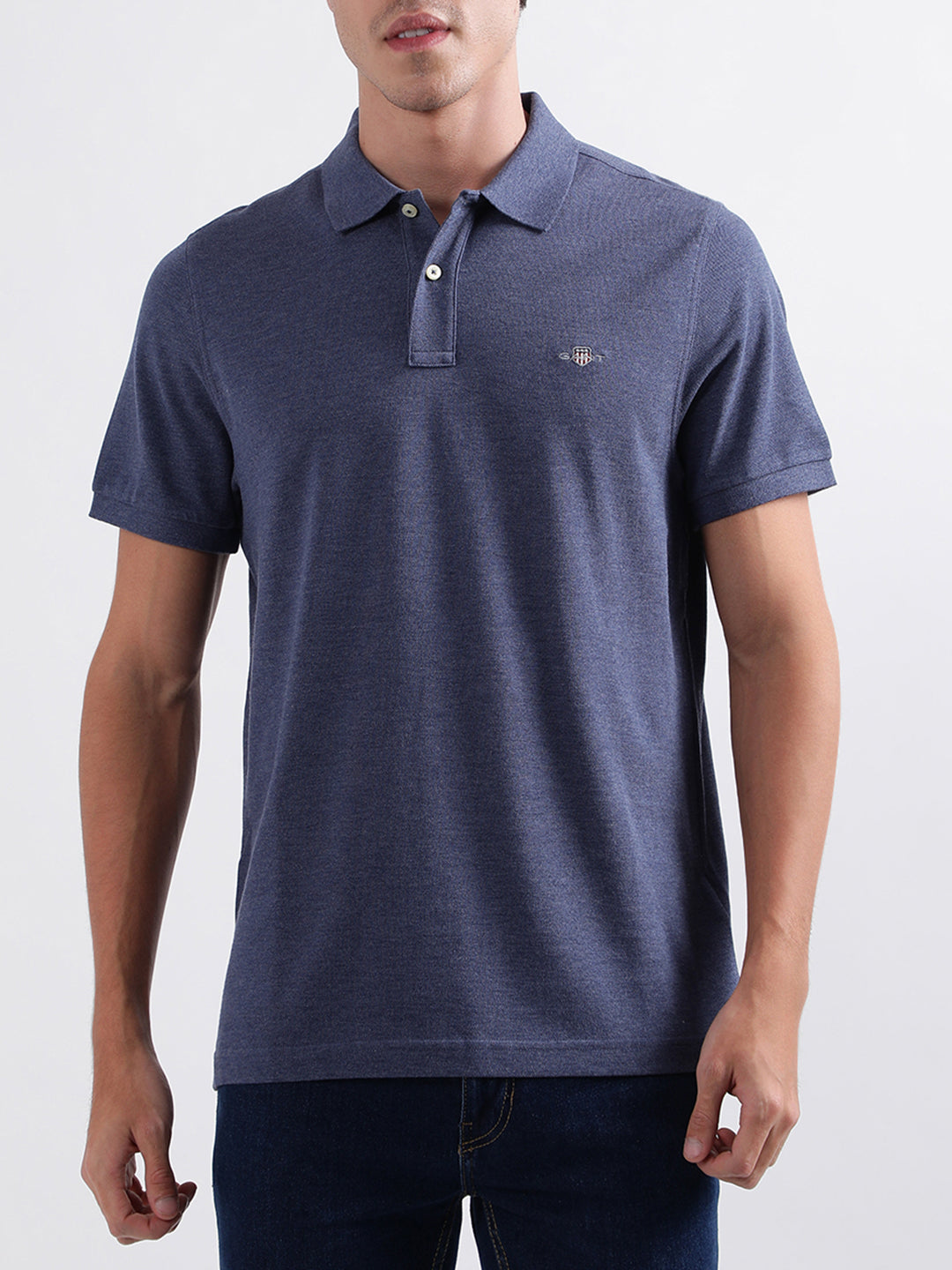 Gant Blue Melange Regular Fit Polo T-Shirt