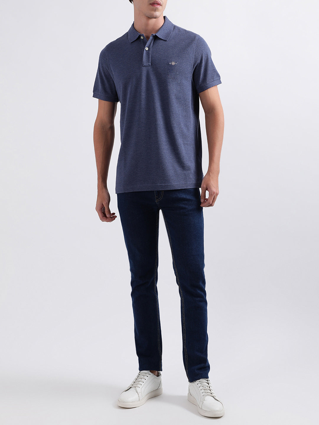 Gant Blue Melange Regular Fit Polo T-Shirt