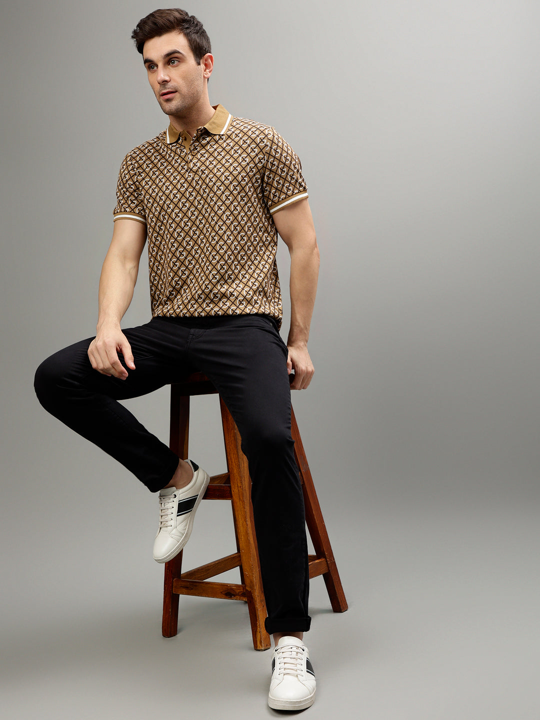 Gant Brown Fashion Printed Relaxed Fit Polo T-Shirt