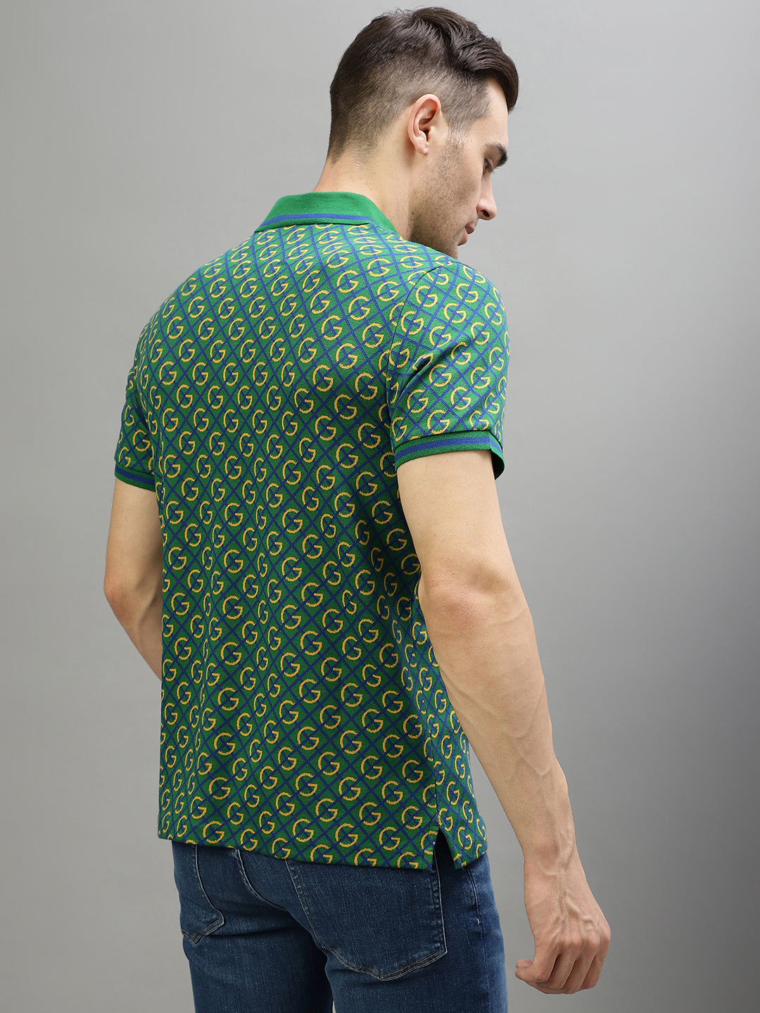 Gant Green Fashion Printed Relaxed Fit Polo T-Shirt