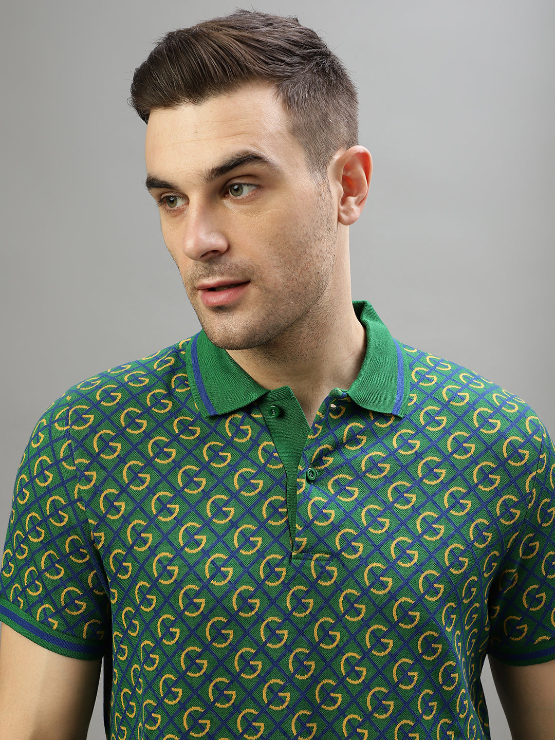 Gant Green Fashion Printed Relaxed Fit Polo T-Shirt