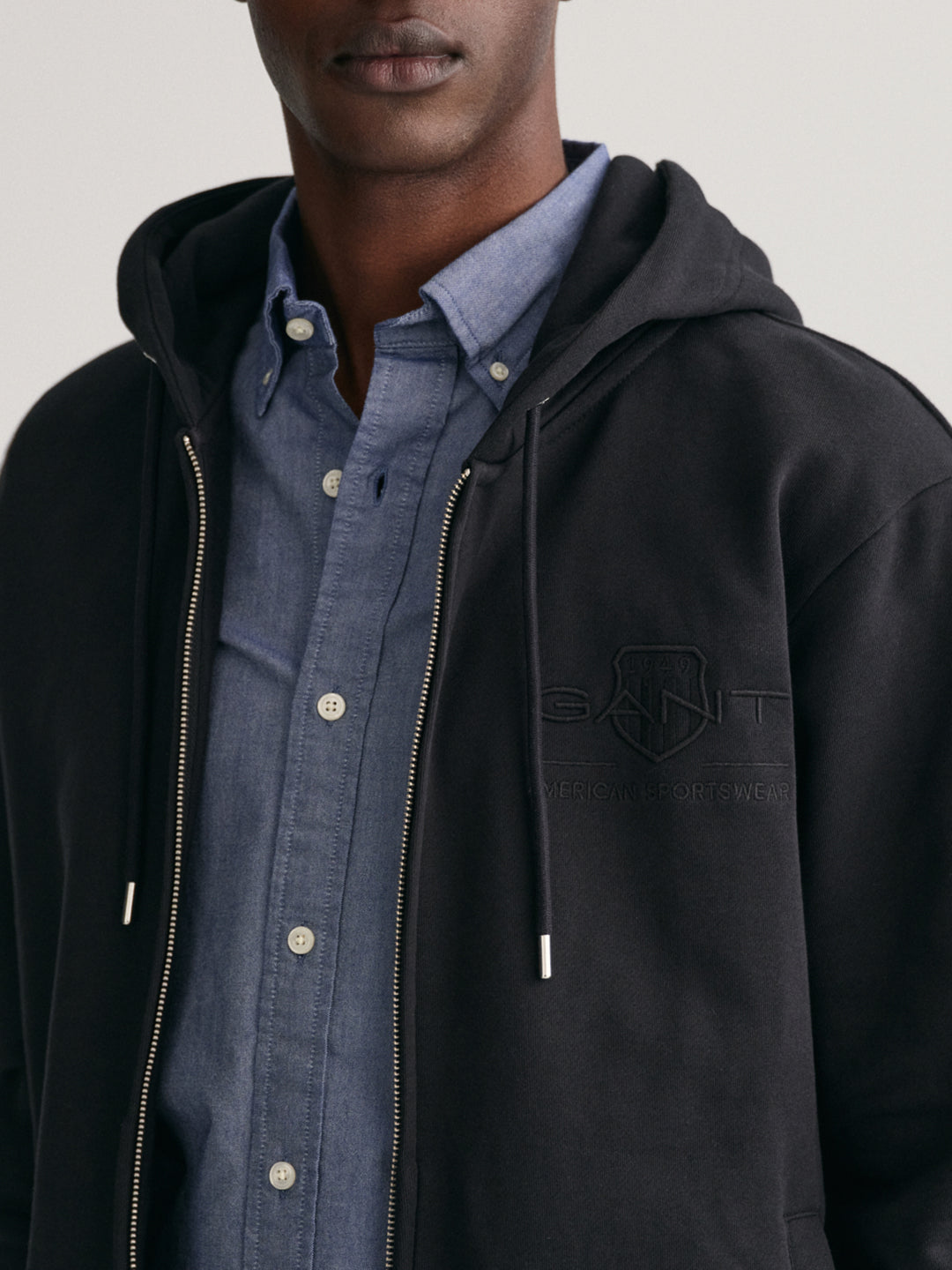 Gant Men Black Solid Hooded Sweatshirt