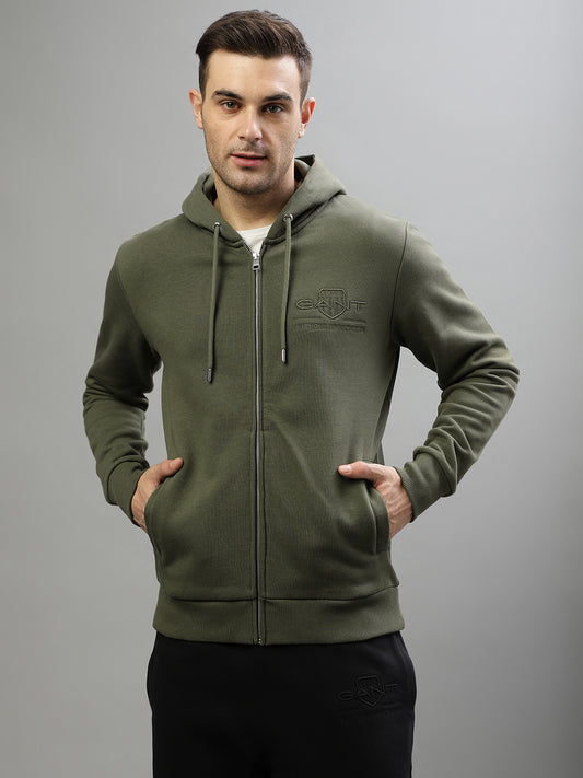 Gant Men Solid Hooded Full Sleeves Sweatshirt