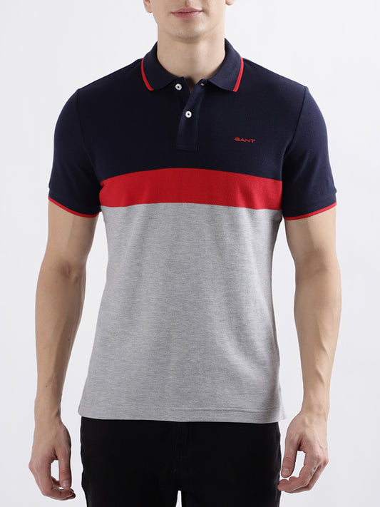 Gant Grey Melange Fashion Regular Fit Polo T-Shirt