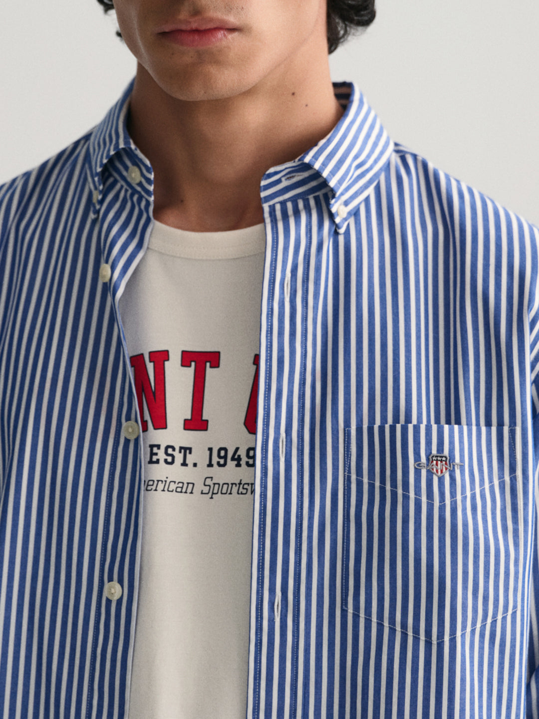 Gant Blue Fashion Striped Regular Fit Shirt