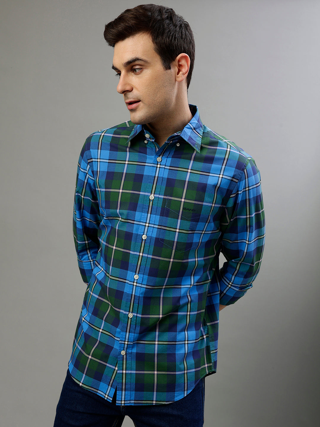 Gant Forest Green Fashion Checked Regular Fit Shirt