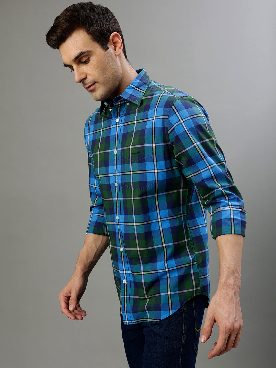 Gant Forest Green Fashion Checked Regular Fit Shirt