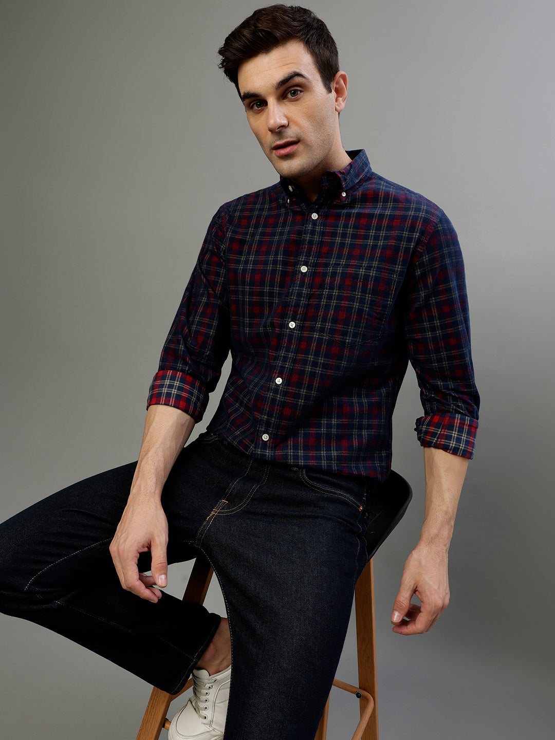 Gant Marine Fashion Checked Regular Fit Shirt