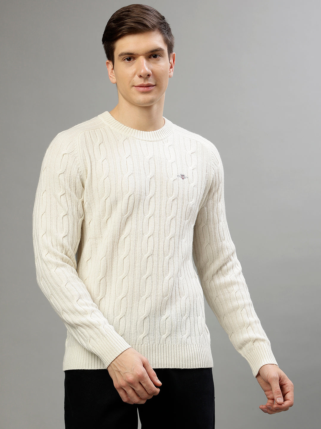 Gant Men Solid Round Neck Long Sleeves Sweater