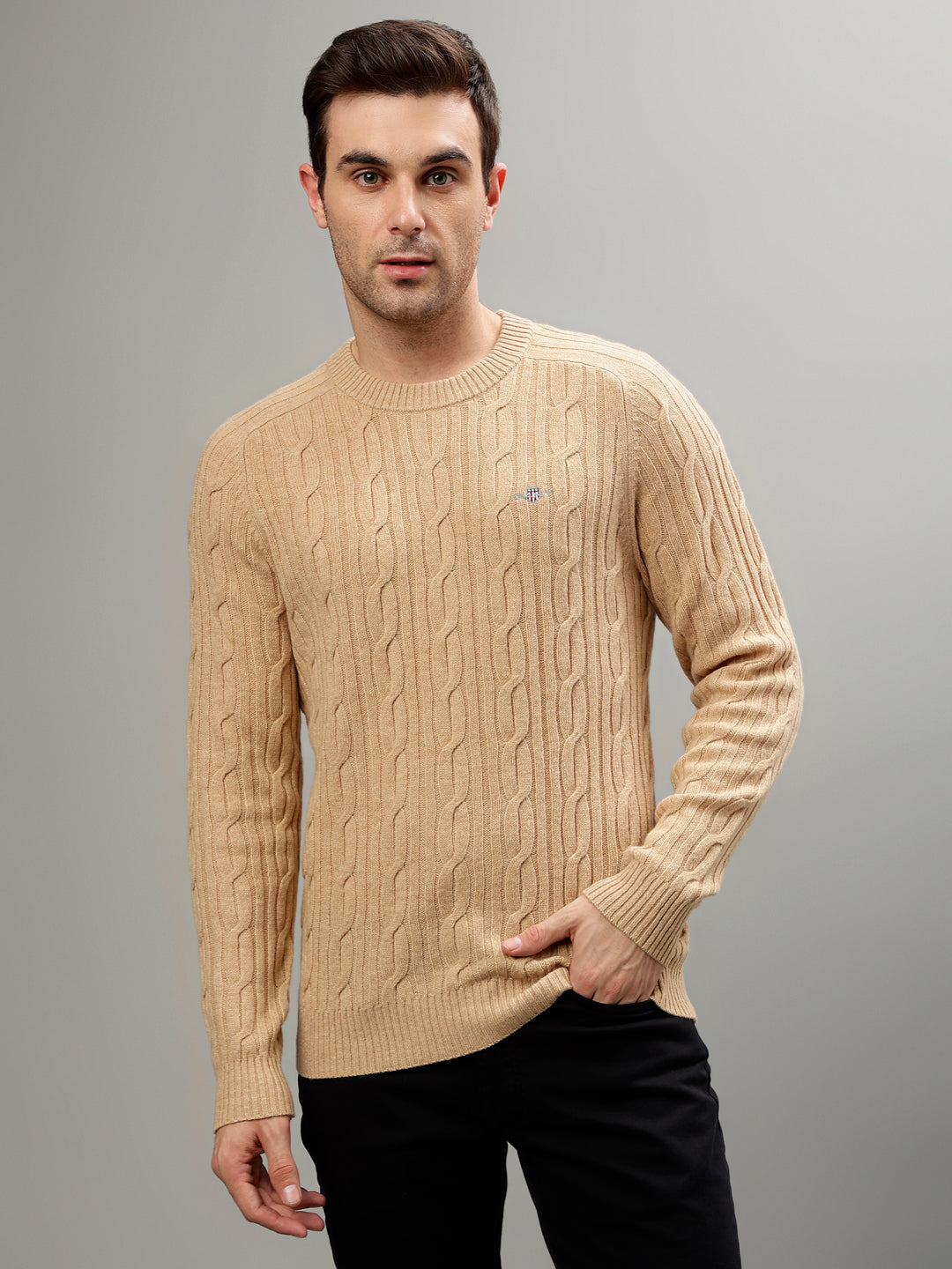 Gant Men Solid Round Neck Long Sleeves Sweater