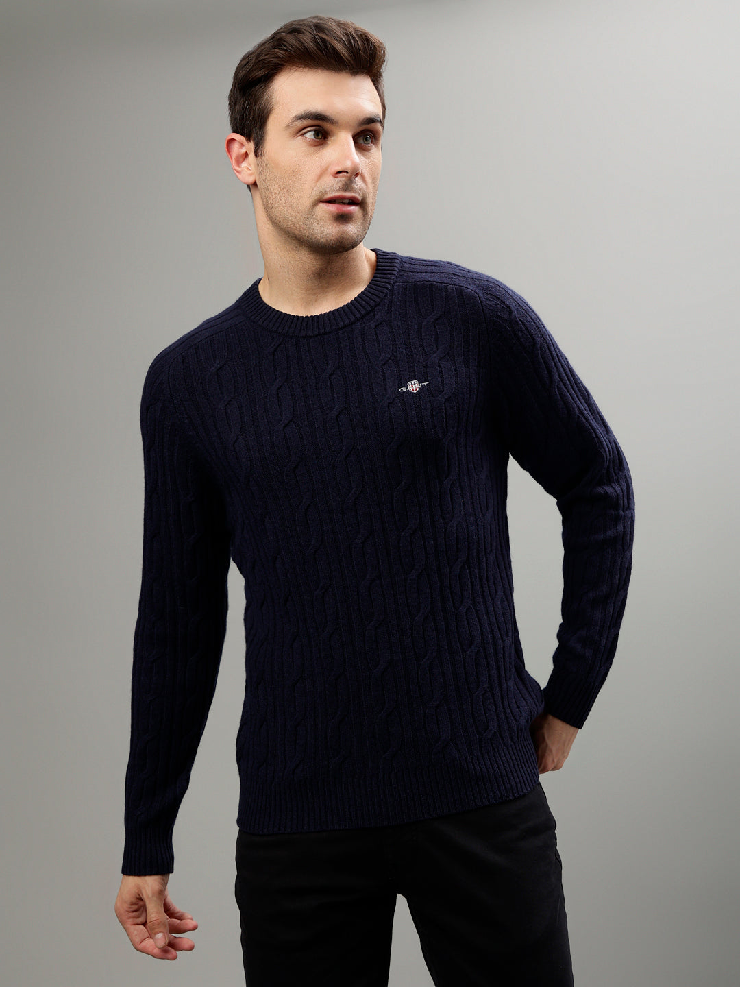 Gant Men Solid Round Neck Long Sleeves Sweater