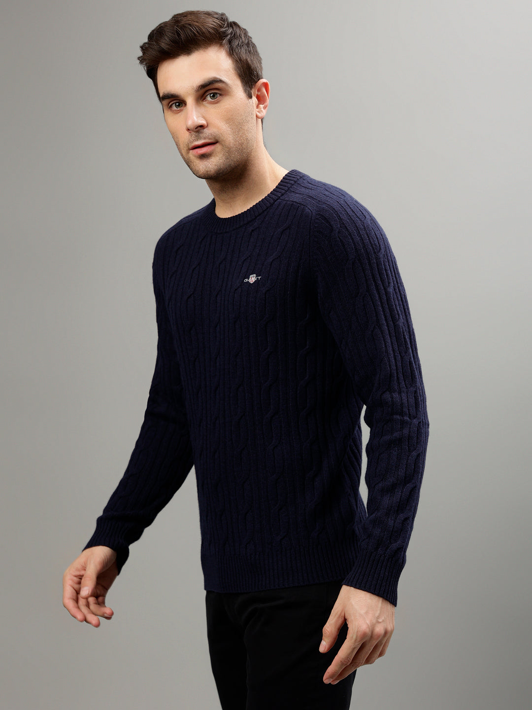 Gant Men Solid Round Neck Long Sleeves Sweater