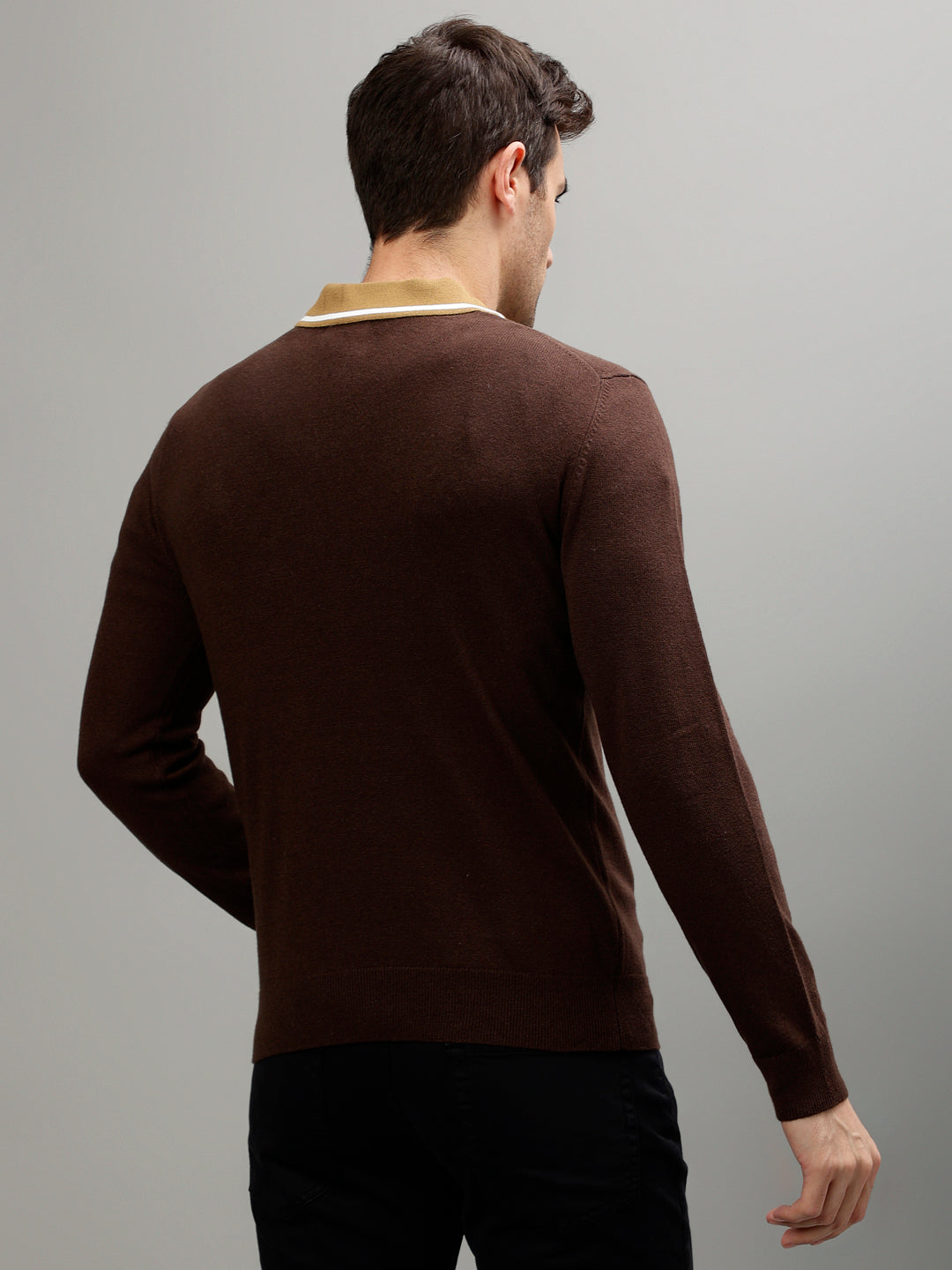 Gant Men Solid V Neck Long Sleeves Sweater