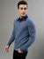 Gant Solid Blue Melange V Neck Full Sleeve Sweater