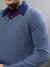 Gant Solid Blue Melange V Neck Full Sleeve Sweater