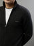 Gant Solid Dark Charcoal Melange High Neck Full Sleeve Sweater