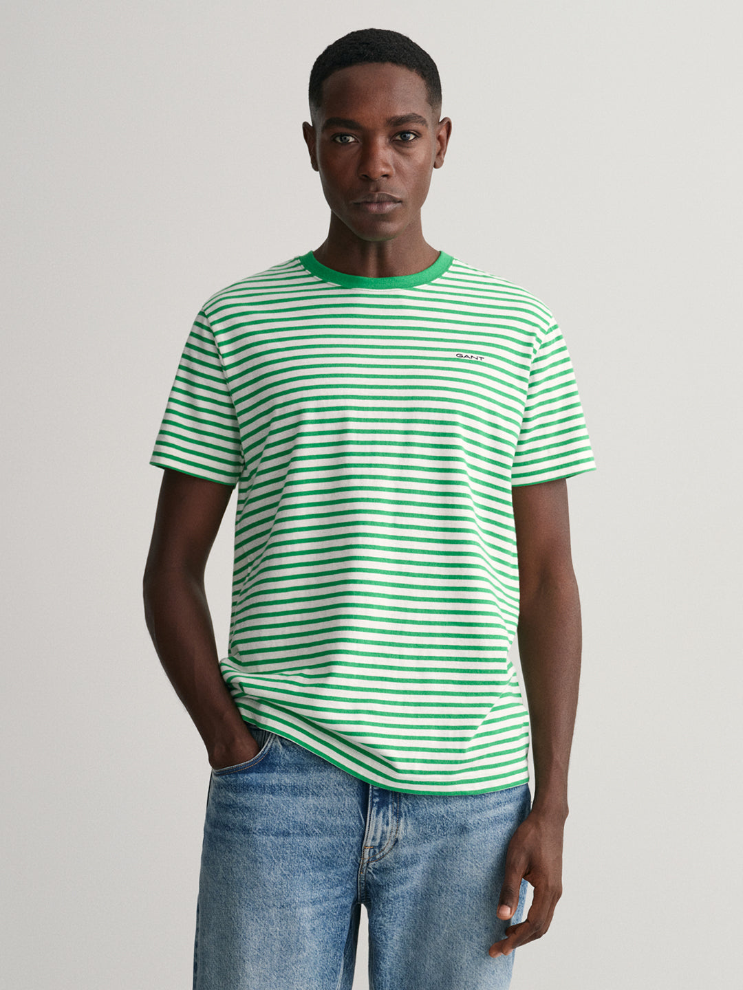 Gant Green Striped Regular Fit T-Shirt