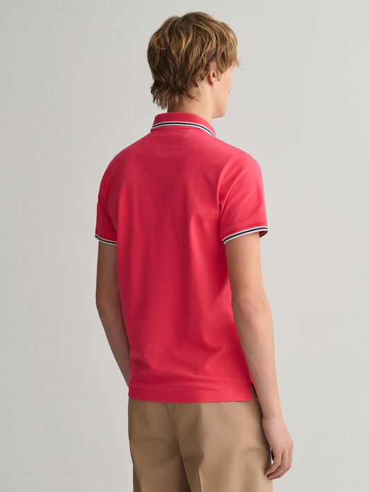 Gant Pink 3Color Tipping Regular Fit Pique Polo T-Shirt