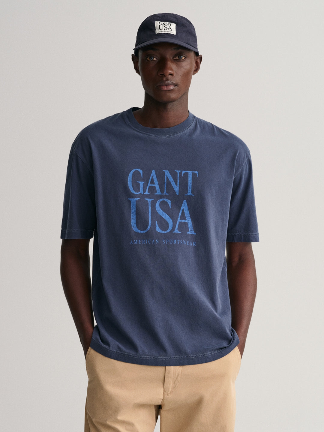 Gant Blue Sunfaded Logo Regular Fit T-Shirt