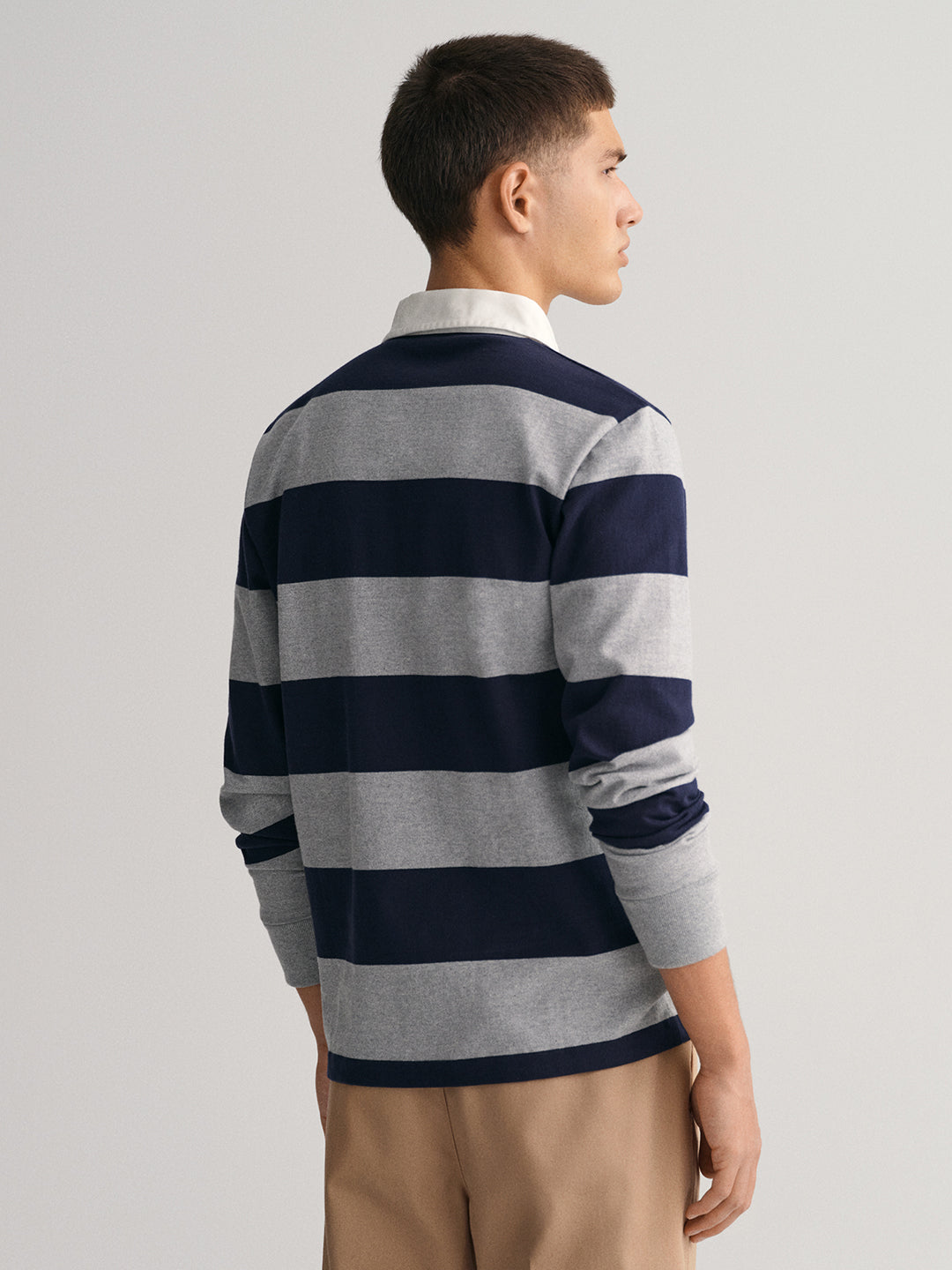 Gant Grey Striped Regular Fit Polo T-Shirt