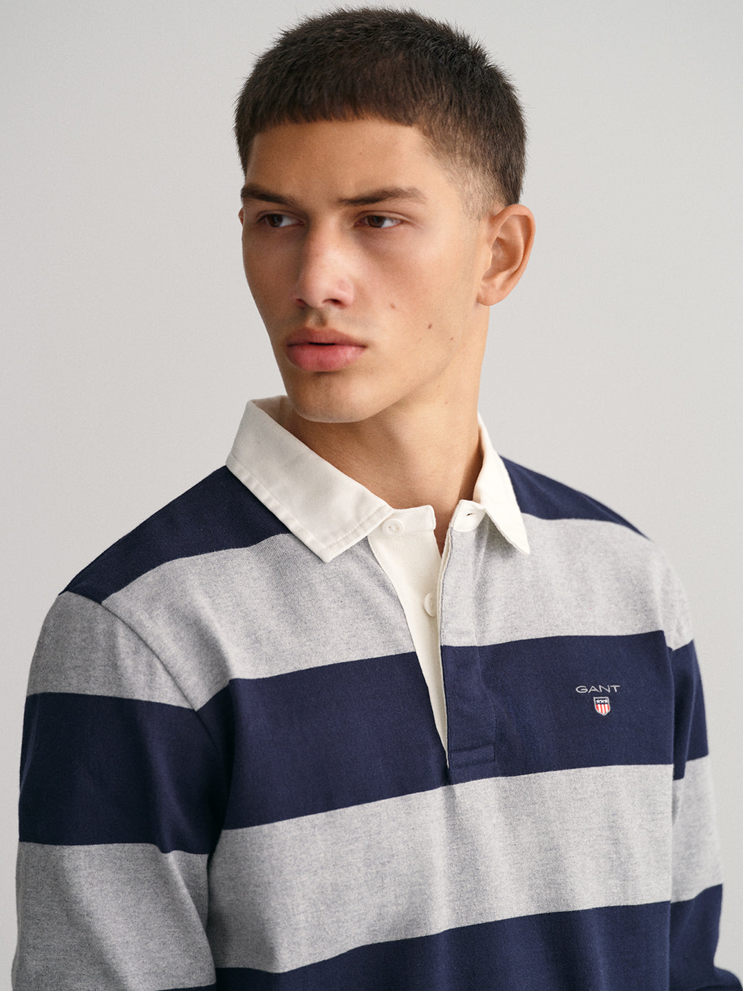 Gant Grey Striped Regular Fit Polo T-Shirt