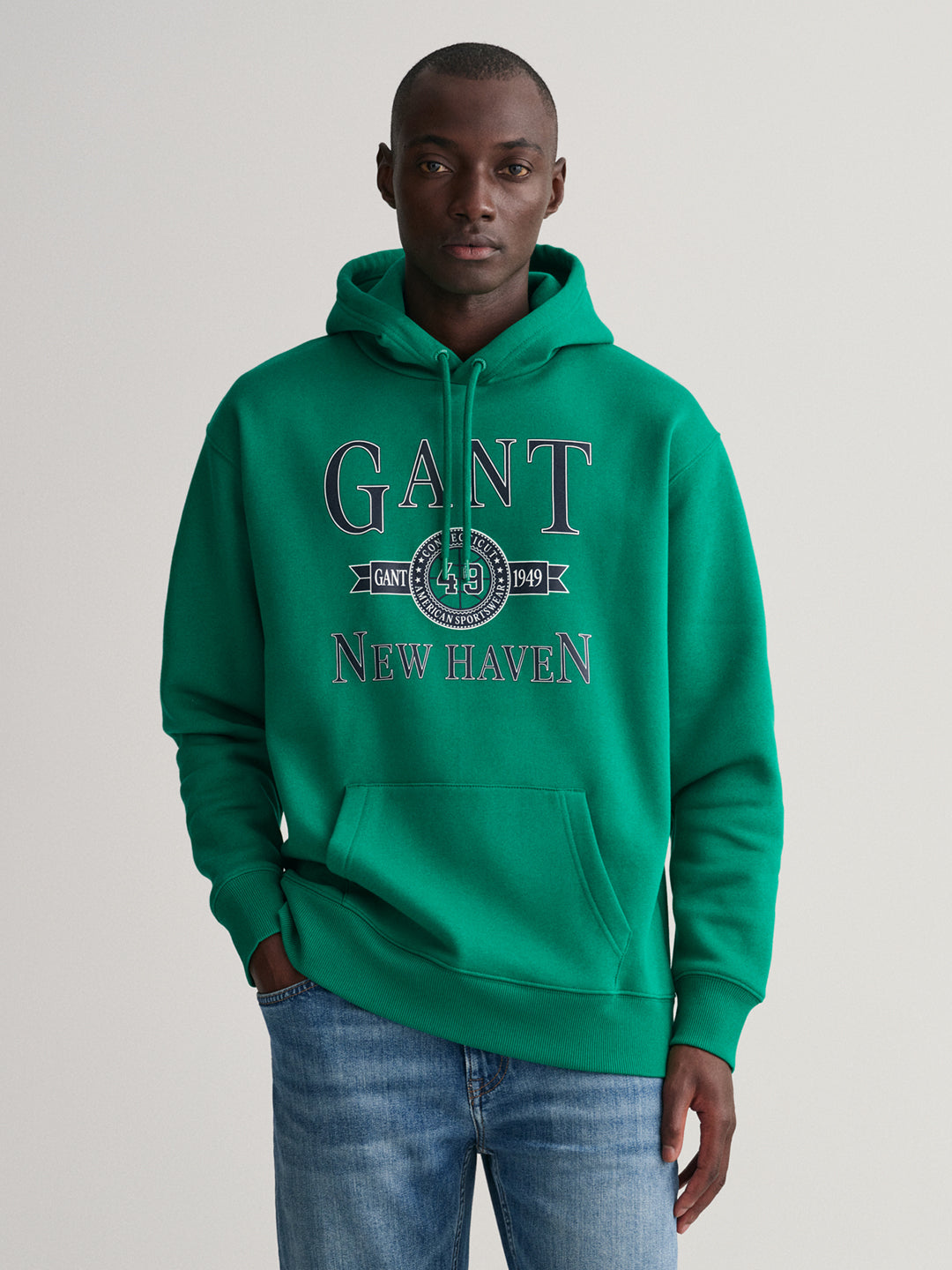 Gant Men Green Printed Hooded Sweatshirt