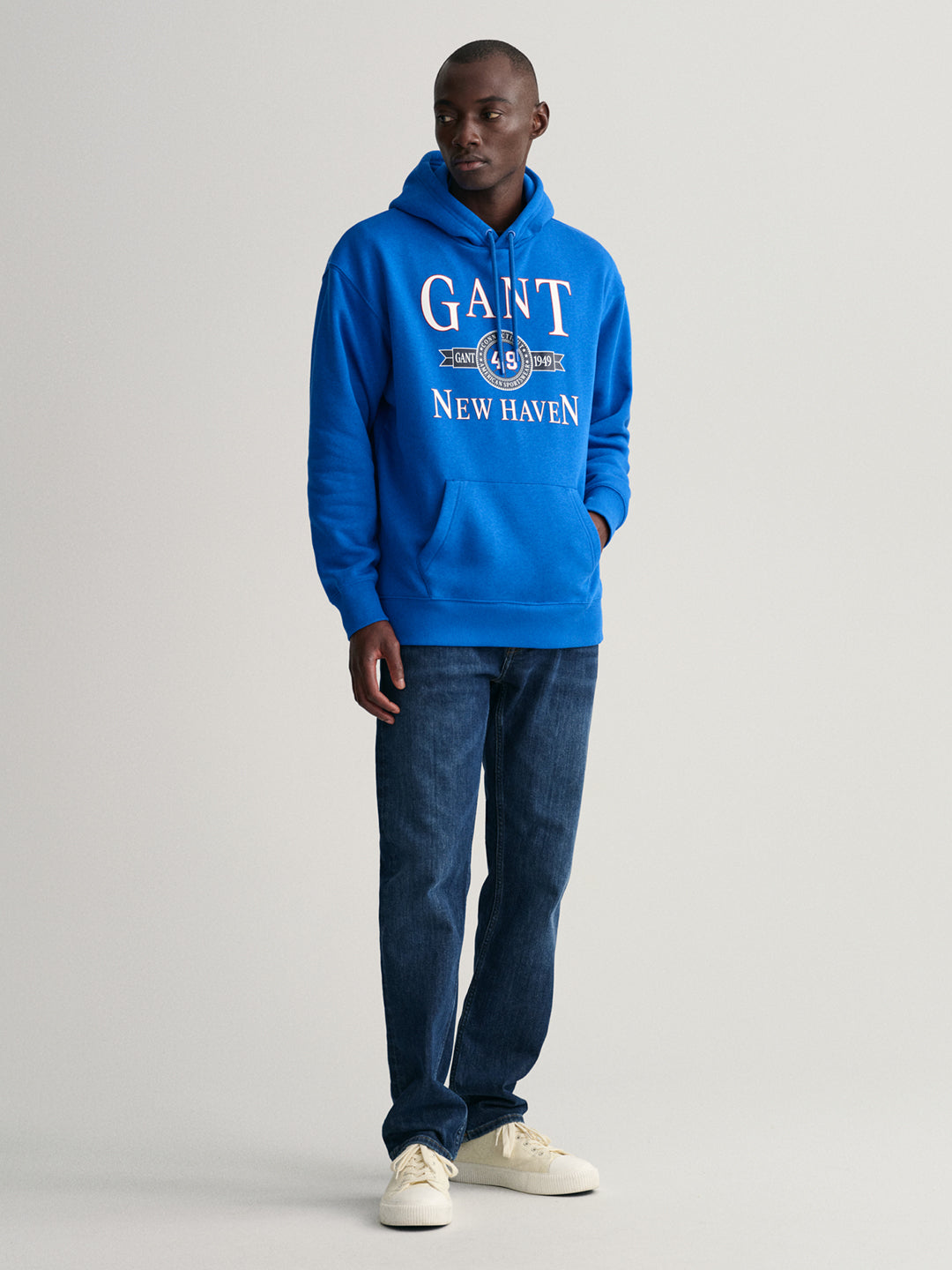 Gant Men Blue Printed Hooded Sweatshirt