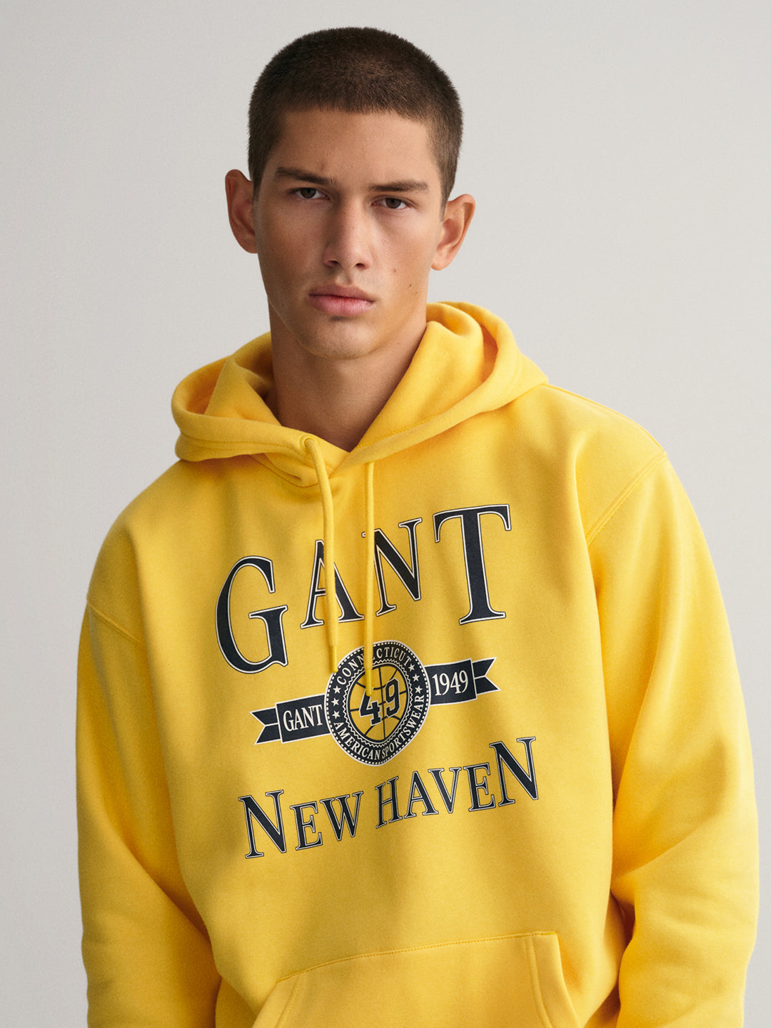 Gant Men Yellow Printed Hooded Sweatshirt