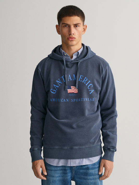 Gant Typography Printed Hooded Cotton Sweatshirt