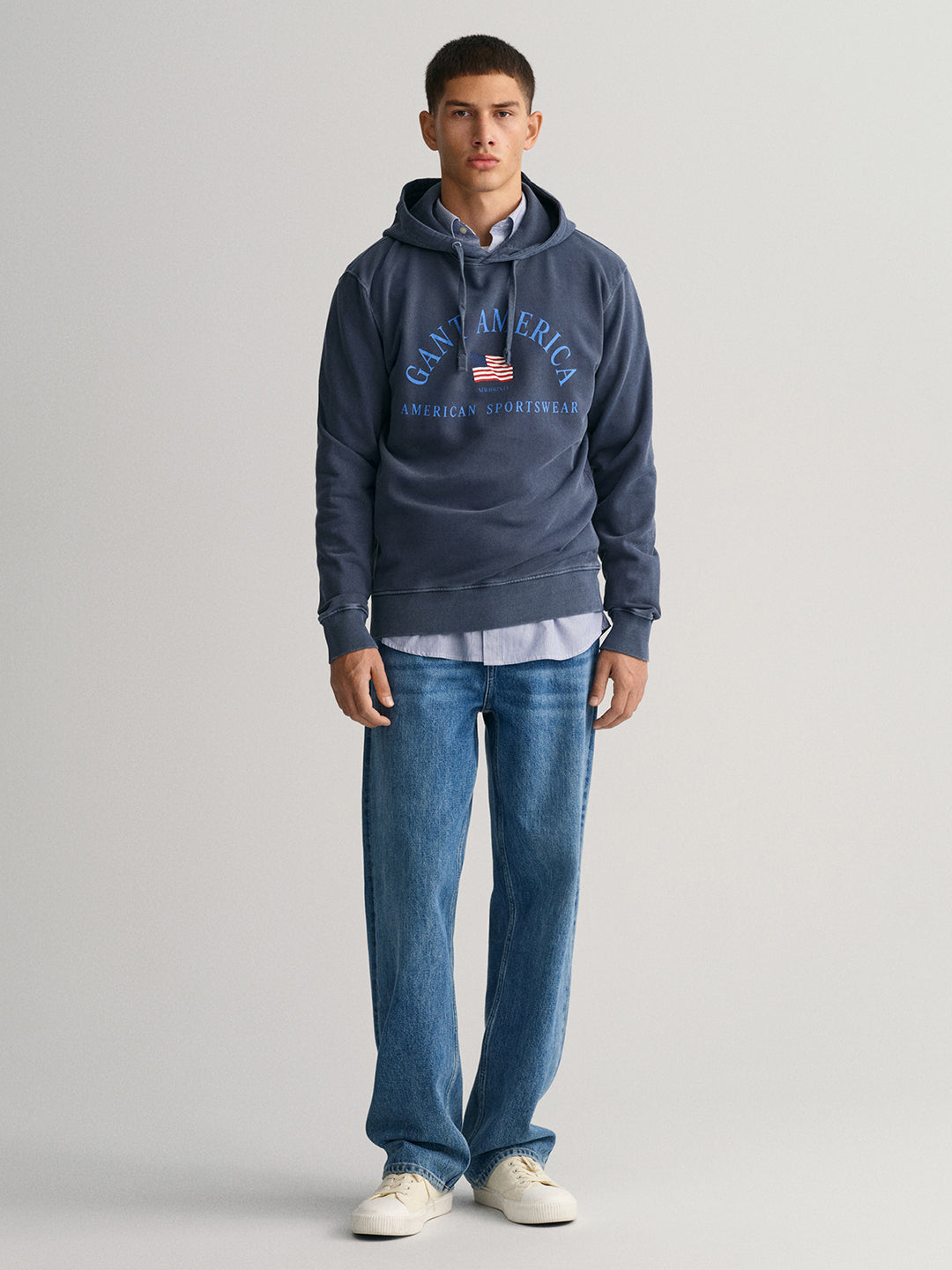 Gant Typography Printed Hooded Cotton Sweatshirt