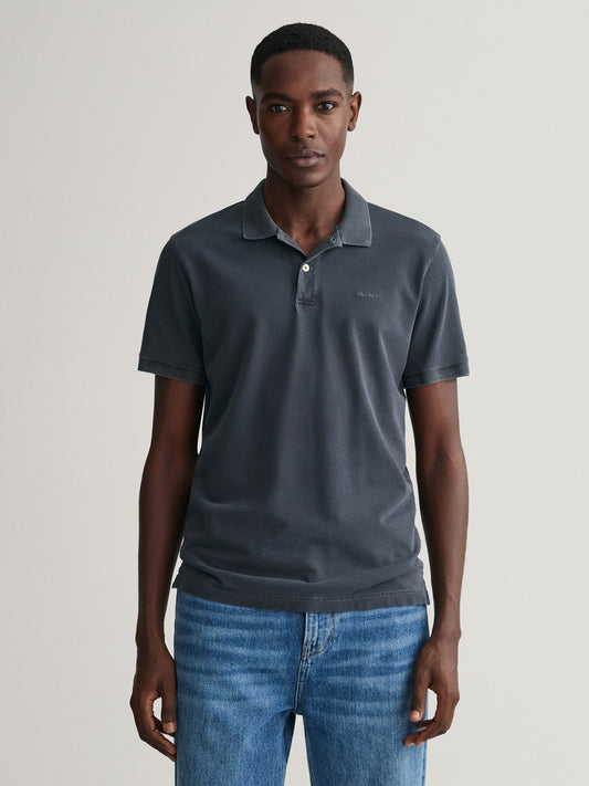 Gant Grey Sunfaded Rugger Regular Fit Pique Polo T-Shirt