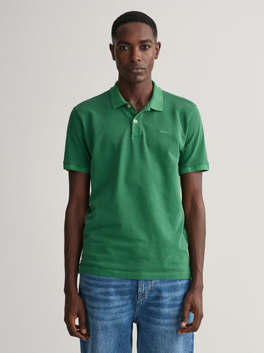 Gant Green Sunfaded Rugger Regular Fit Pique Polo T-Shirt