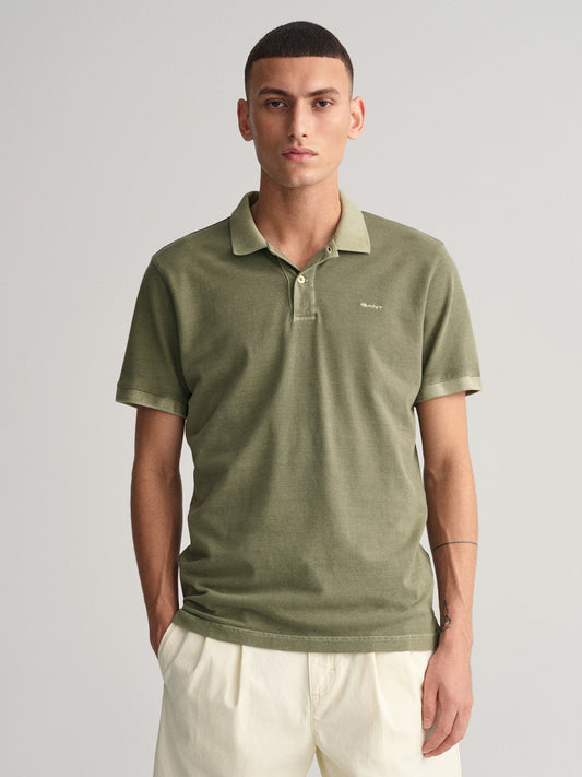 Gant Green Sunfaded Rugger Regular Fit Pique Polo T-Shirt