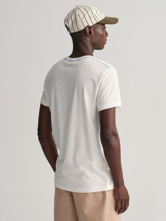 Gant White Contrast Logo Regular Fit T-Shirt