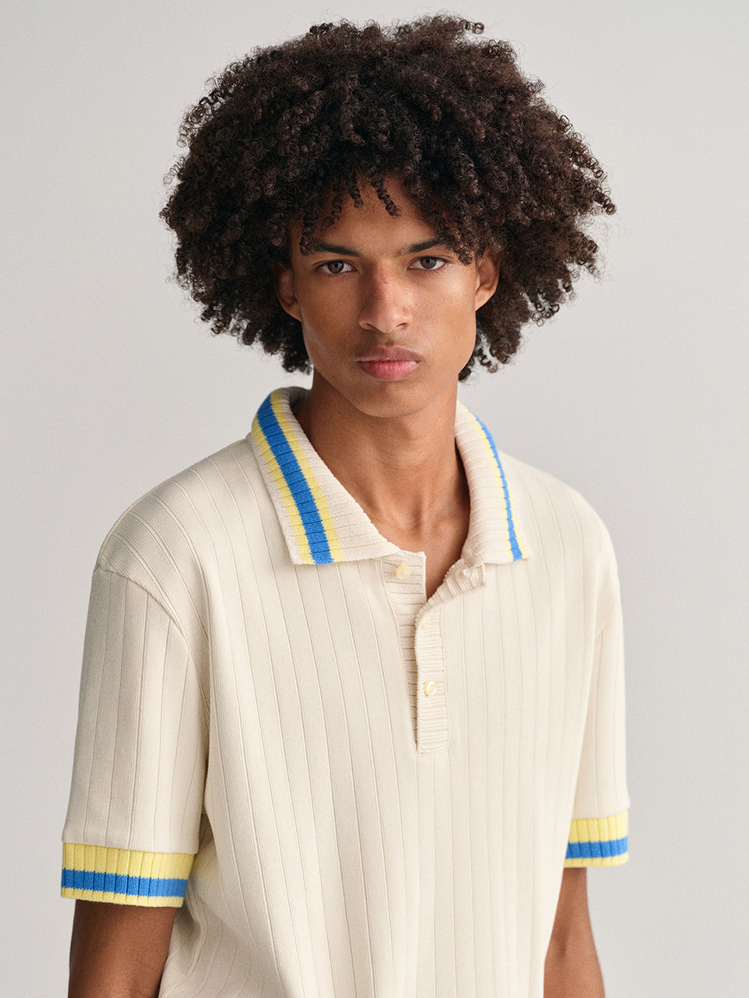 Gant Cream Dropped Needle Comfort Fit Pique Polo T-Shirt