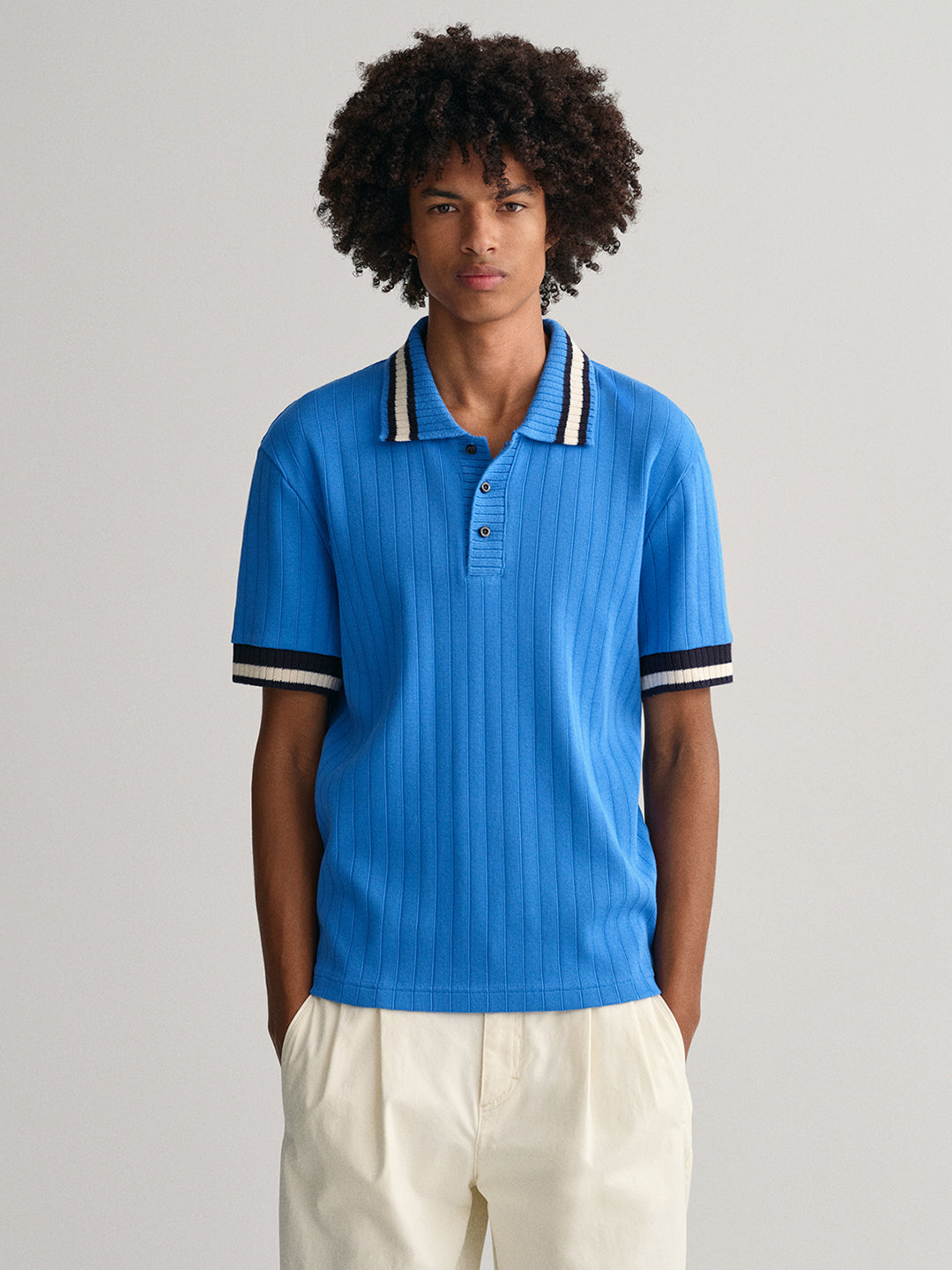 Gant Blue Dropped Needle Comfort Fit Pique Polo T-Shirt