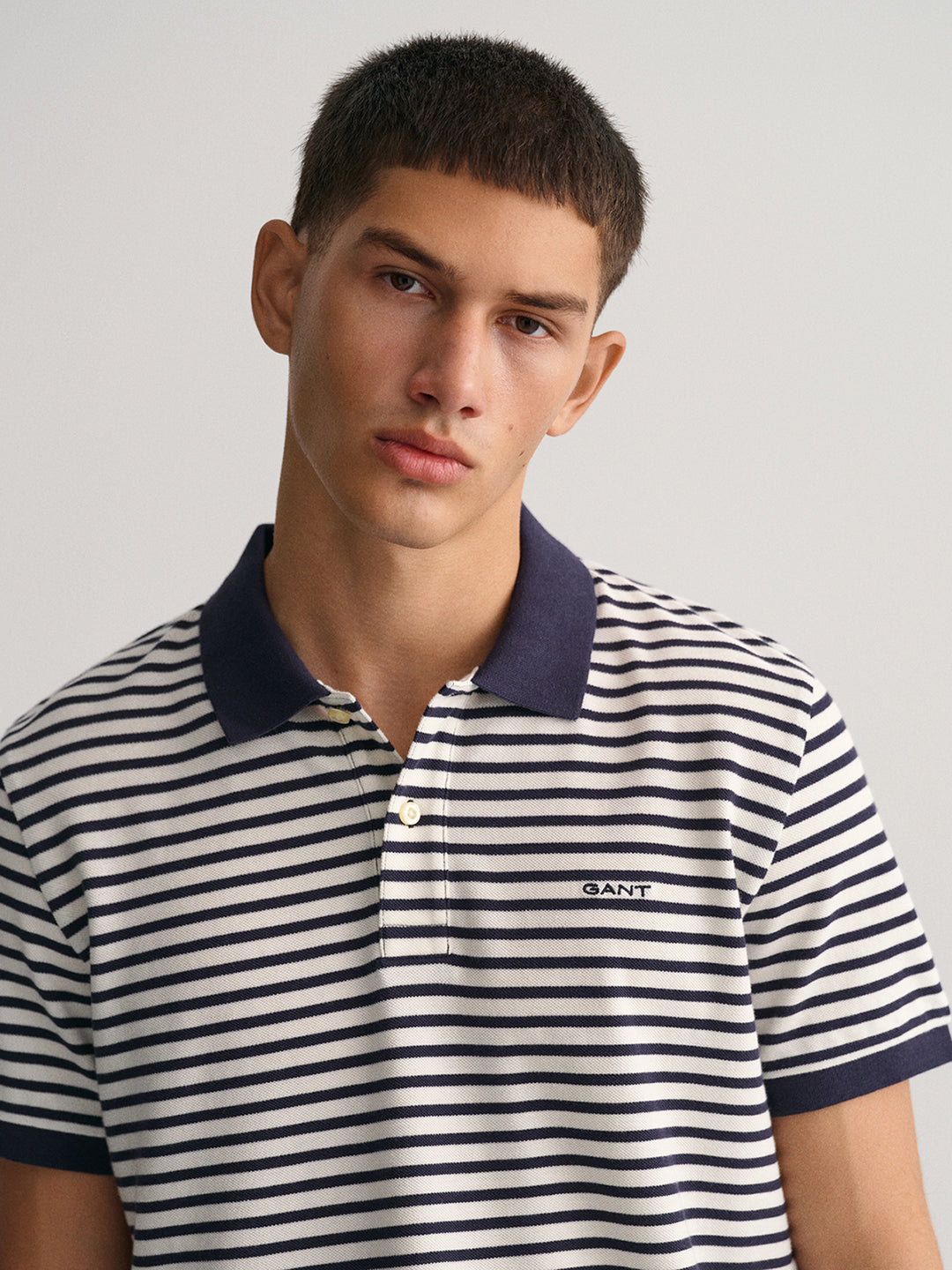 Gant Blue Striped Regular Fit Pique Polo T-Shirt