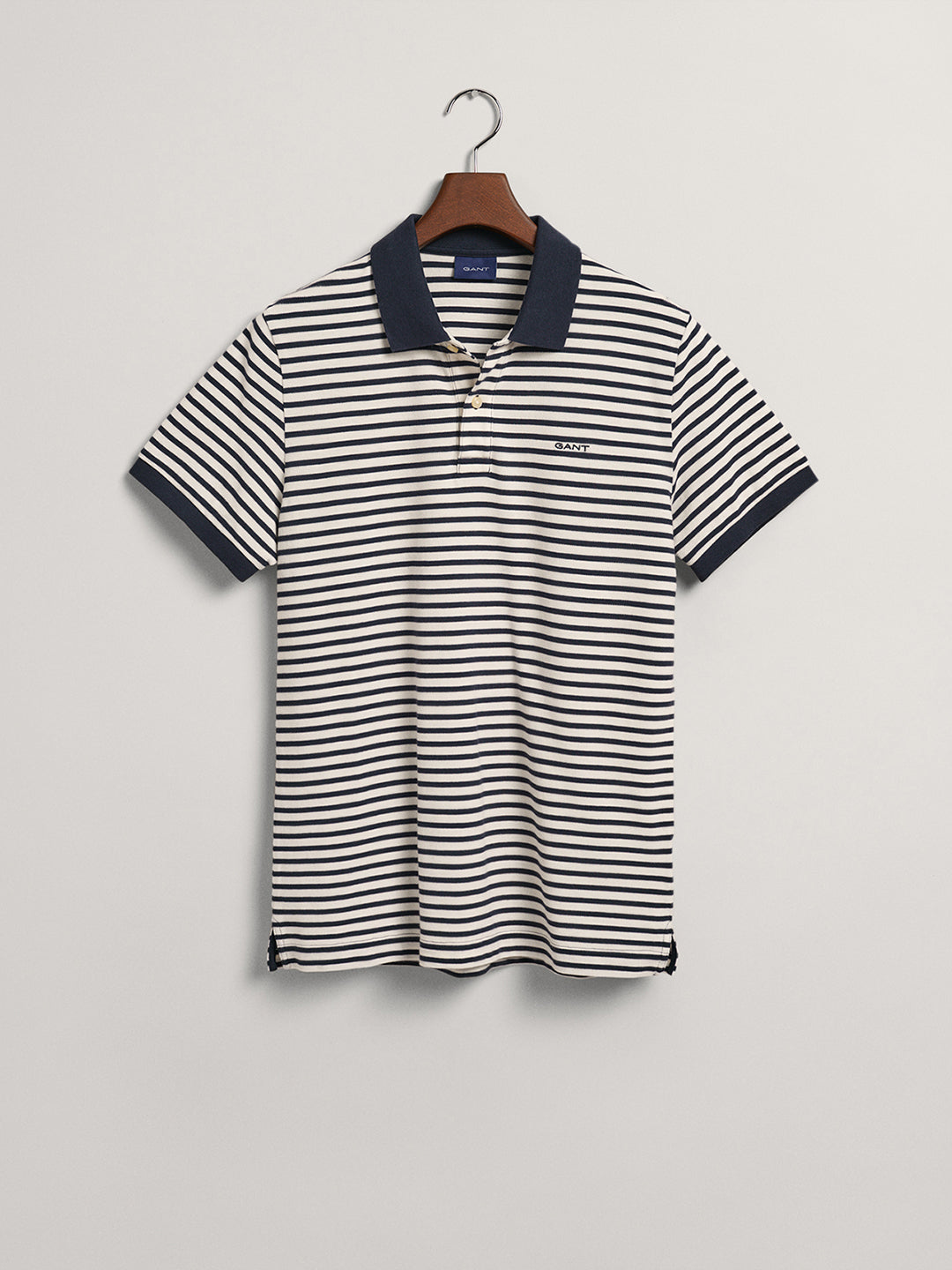 Gant Blue Striped Regular Fit Pique Polo T-Shirt