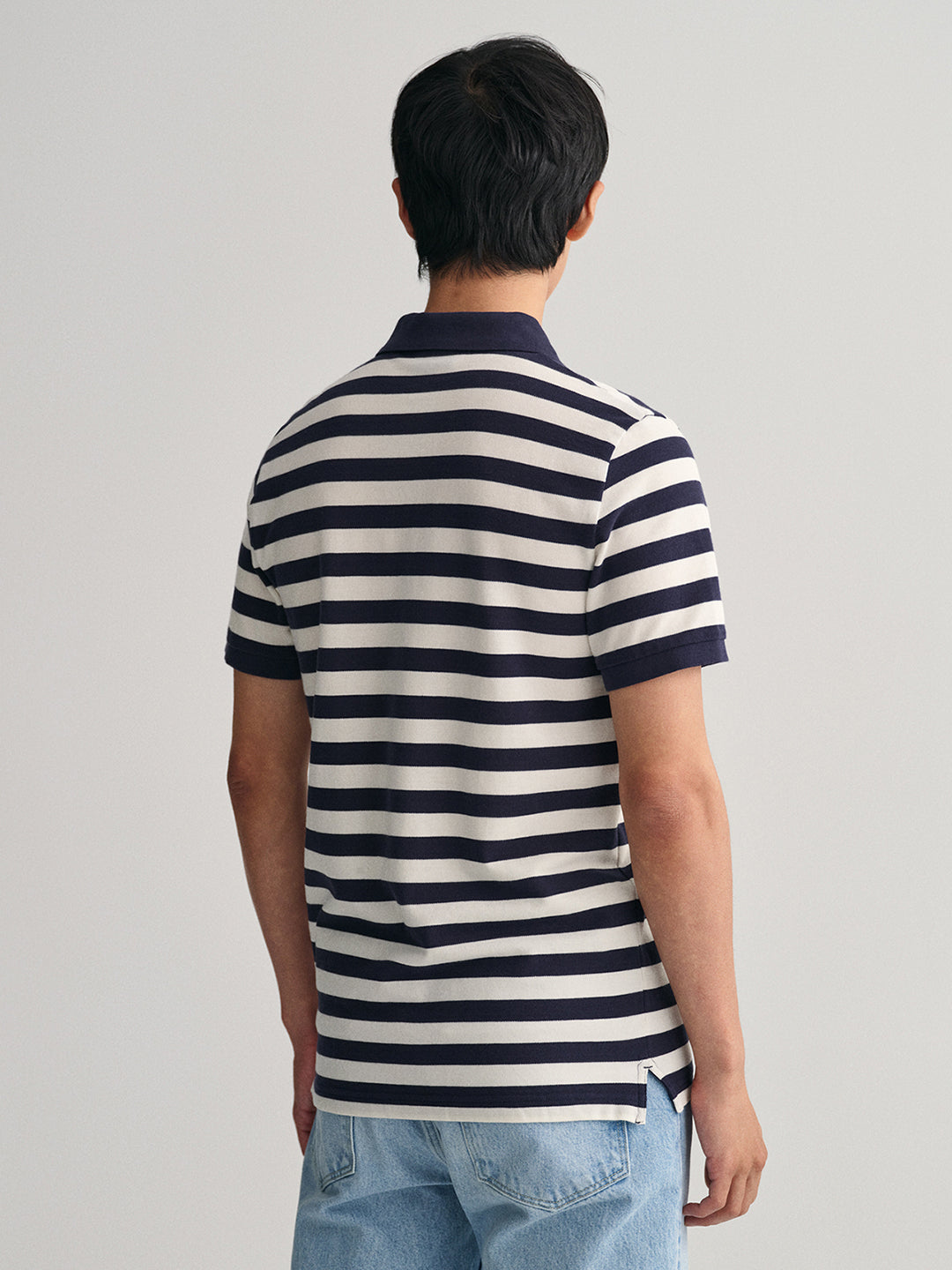 Gant Blue Striped Regular Fit Pique Polo T-Shirt