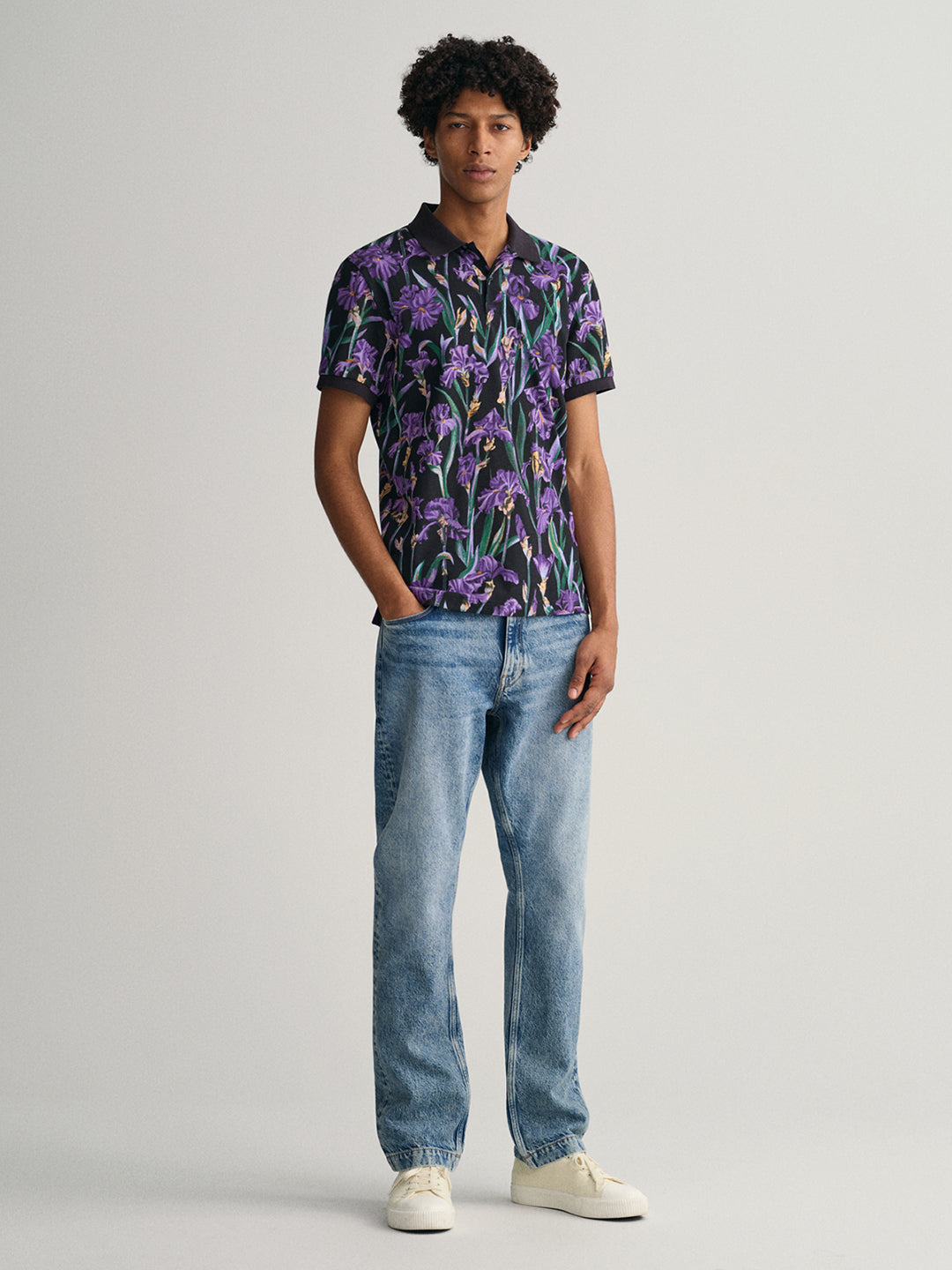 Gant Multi Iris Floral Print Regular Fit Pique Polo T-Shirt