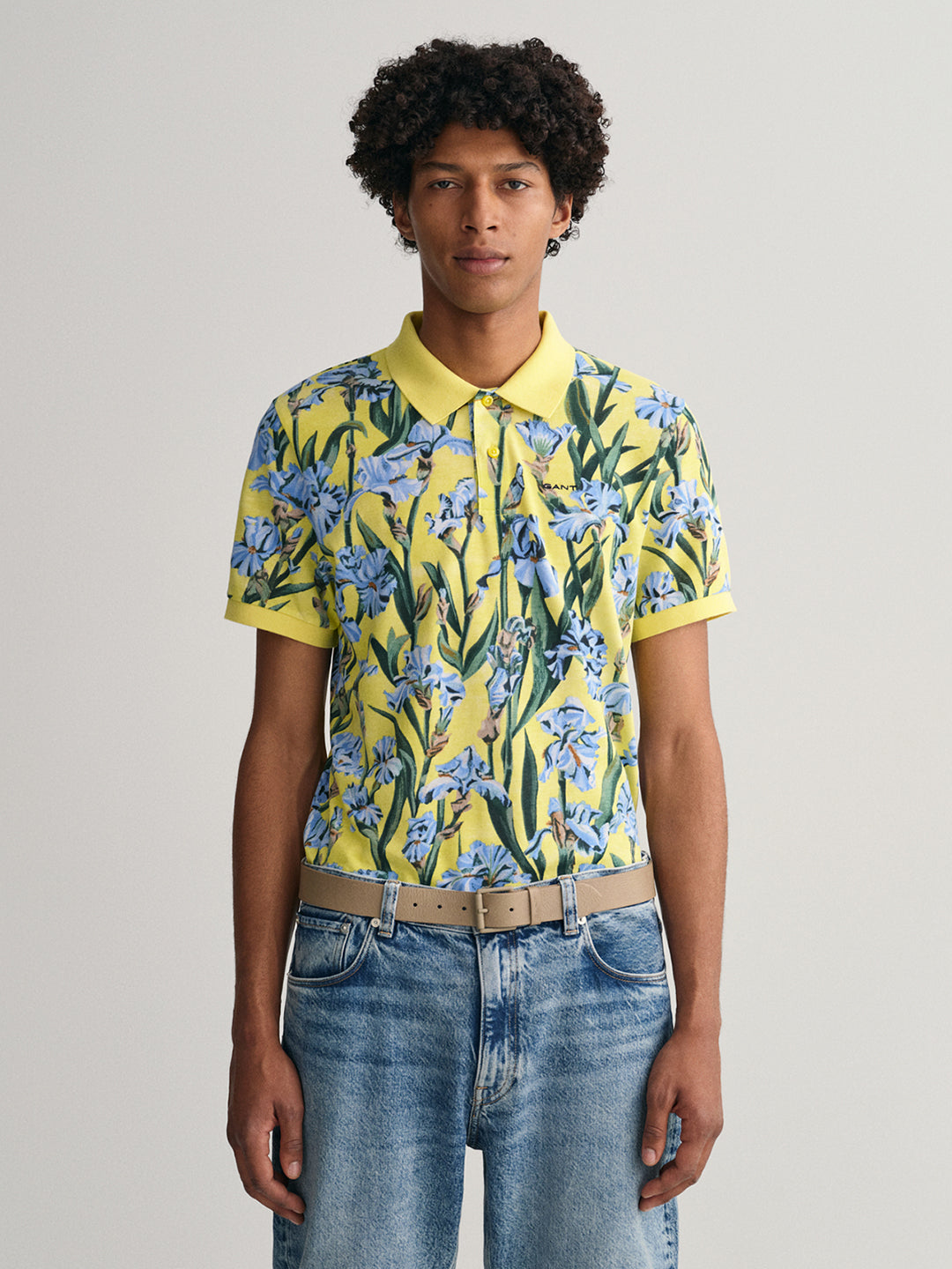 Gant Multi Iris Floral Print Regular Fit Pique Polo T-Shirt