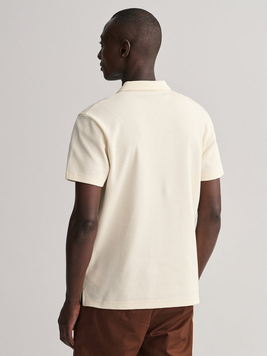 Gant Cream Waffle Regular Fit Pique Polo T-Shirt