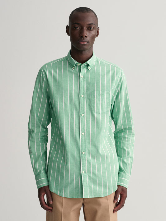 Gant Green Oxford Striped Regular Fit Shirt