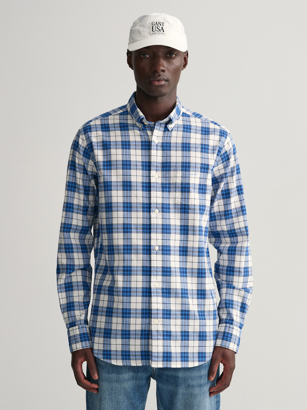 Gant Blue Oxford Checked Regular Fit Shirt