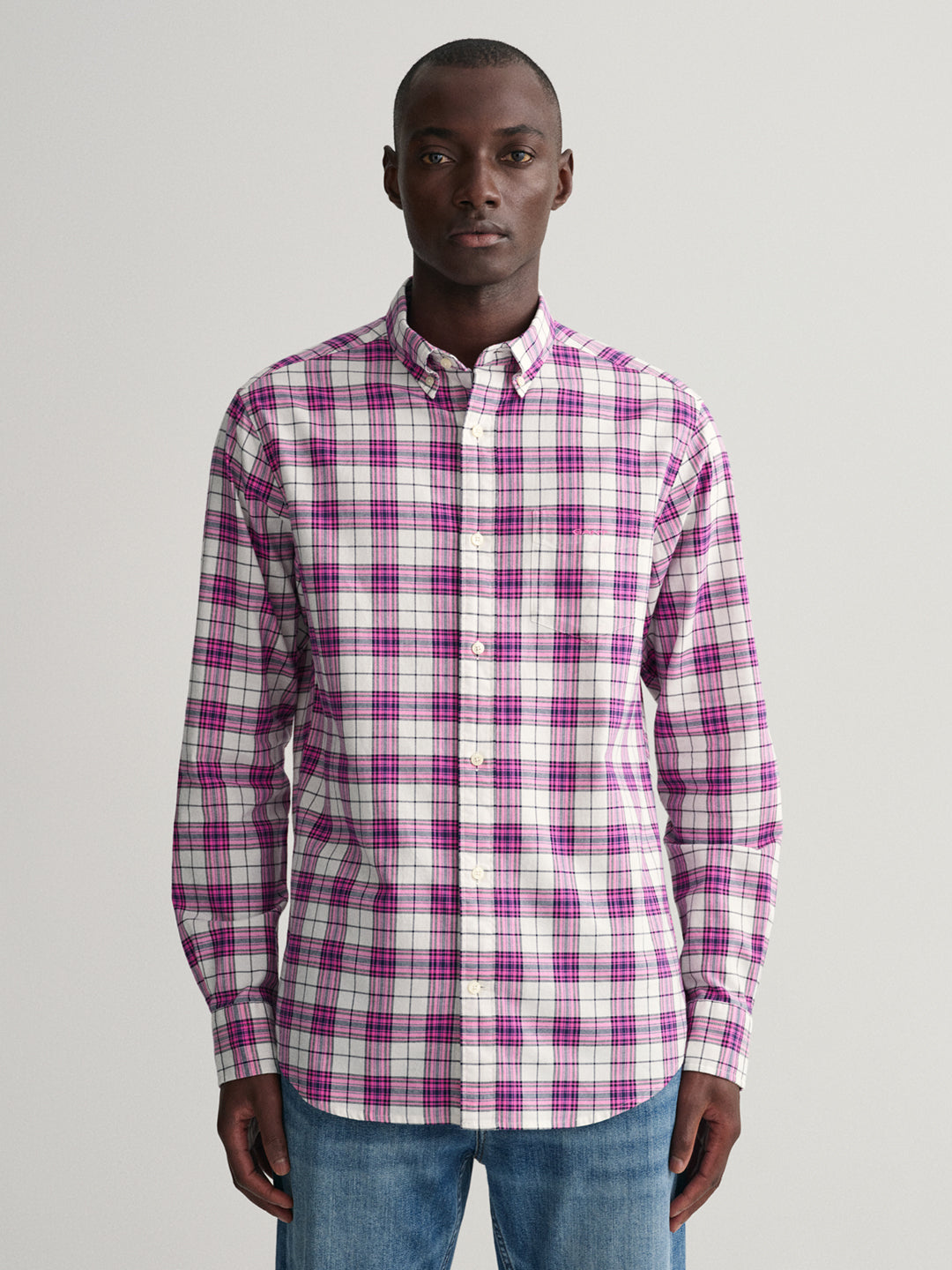 Gant Pink Oxford Checked Regular Fit Shirt