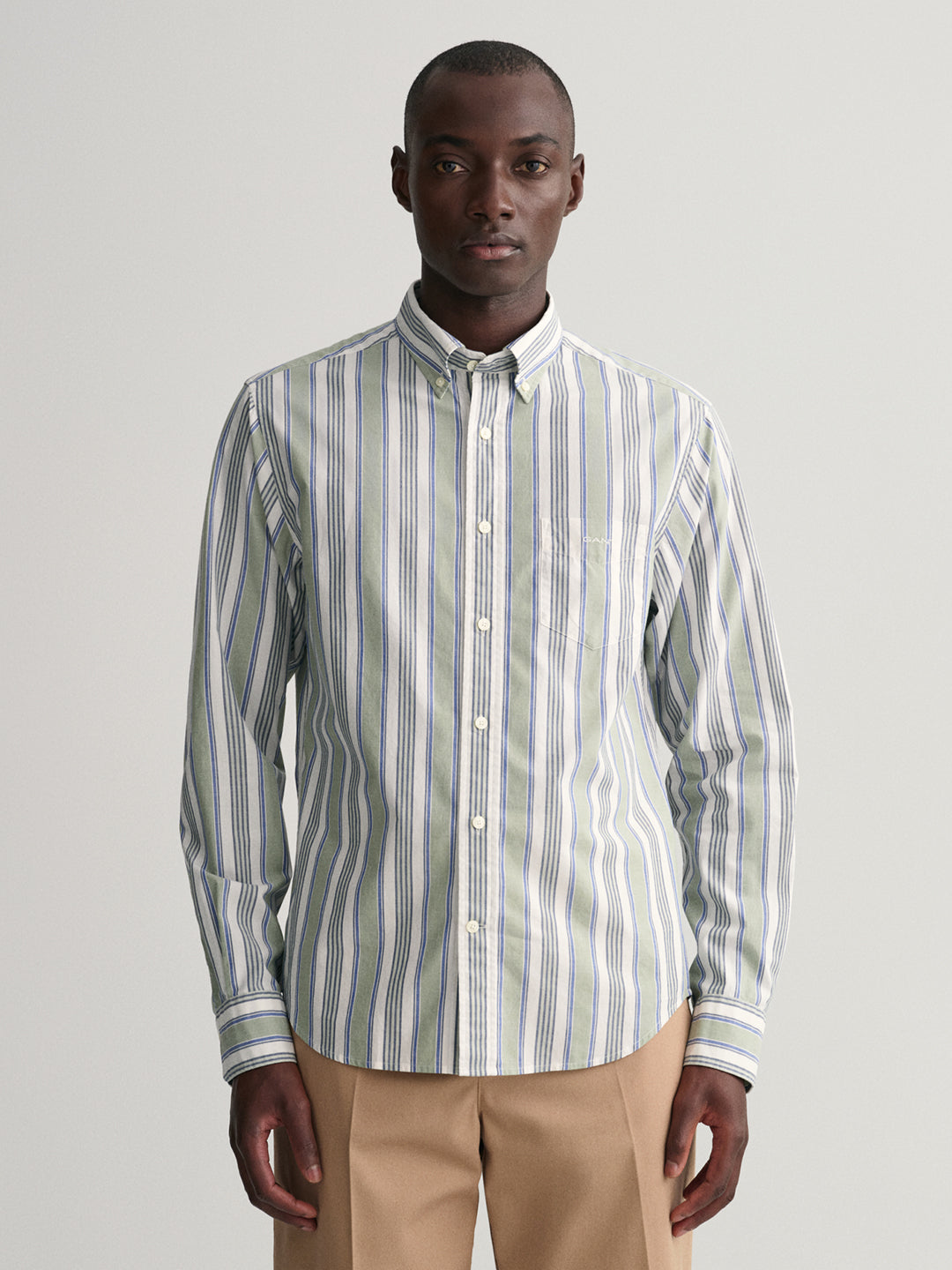 Gant Green Untucked Striped Regular Fit Shirt