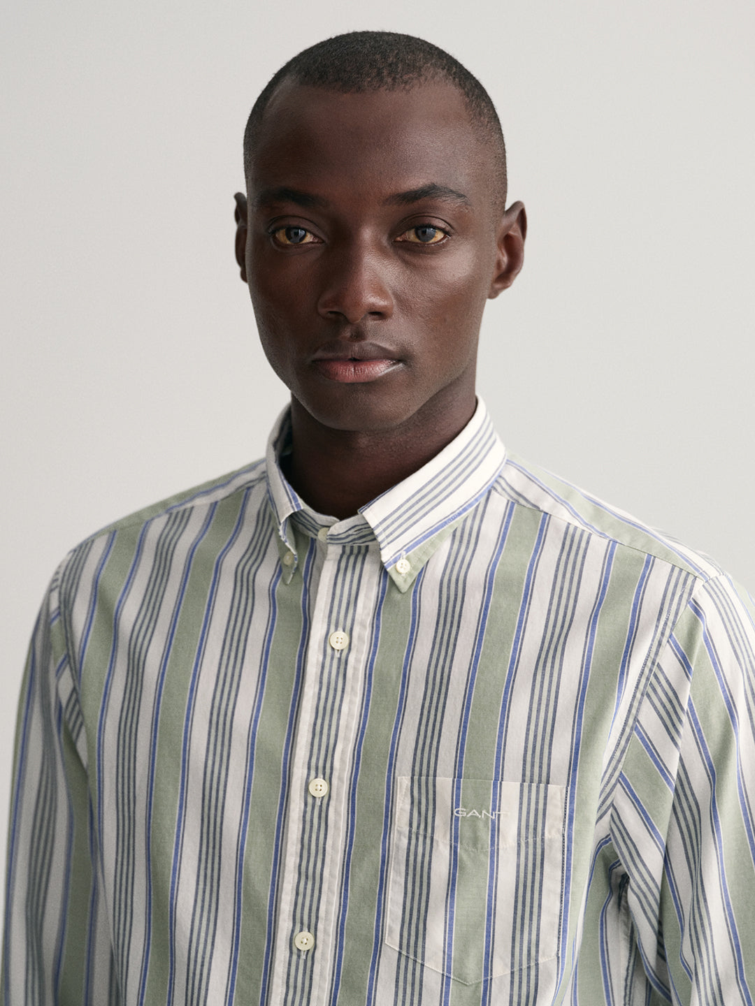 Gant Green Untucked Striped Regular Fit Shirt